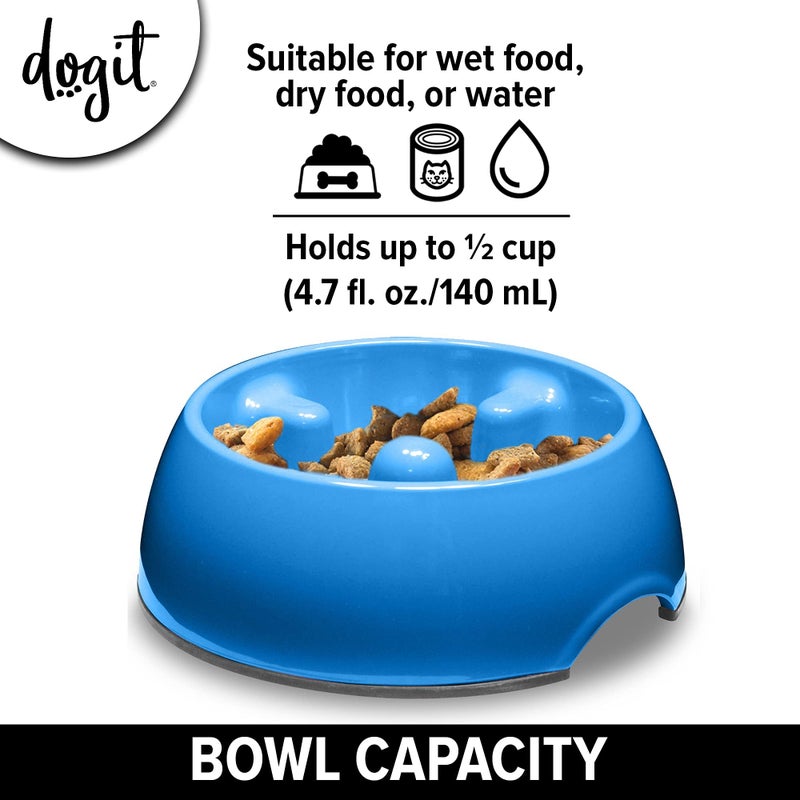 Dogit Go Slow Anti-Gulping Dog Bowl, Blue, X-Small - Image 3